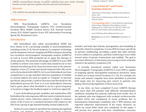 Z-score LORETA Neurofeedback as a Potential Rehabilitation Modality in Patients with CVA